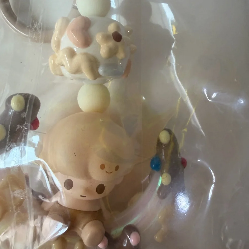 Cute Neutral Phone Charm Keychain White Cream Brown